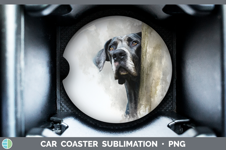 Great Dane Dogs 01 Tree Peek Car Coaster Sublimation Design