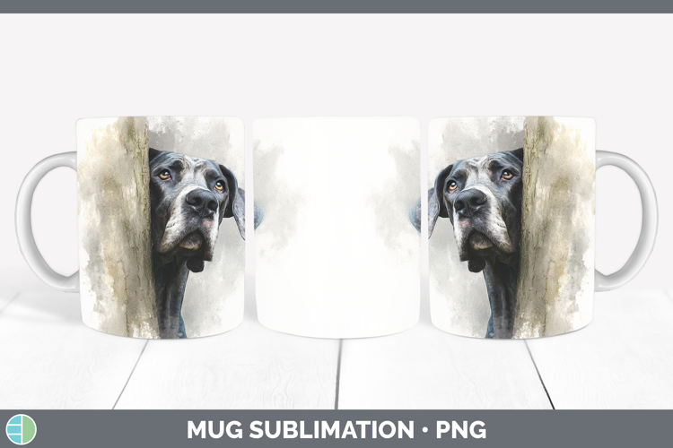 Great Dane Dogs 01 Tree Peek Mug Wrap Sublimation Design