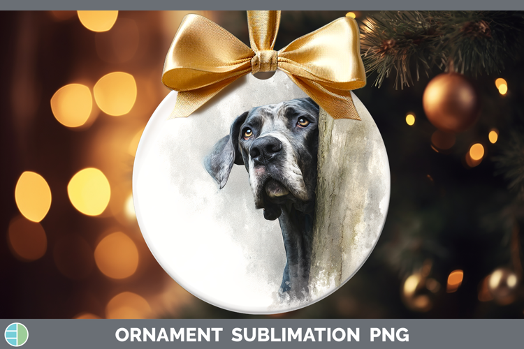 Great Dane Dogs 01 Tree Peek Ornament Sublimation Design