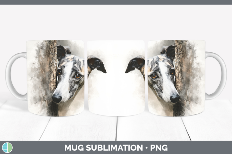 Greyhound Dogs 01 Tree Peek Mug Wrap Sublimation Design