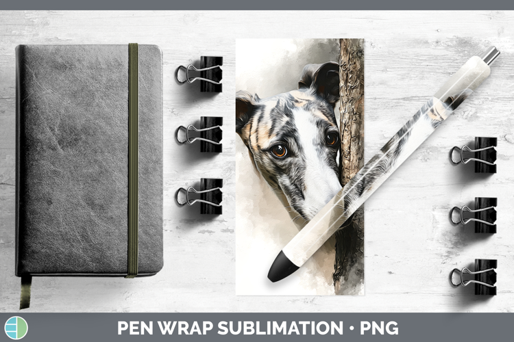Greyhound Dogs 01 Tree Peek Pen Wrap Sublimation Design