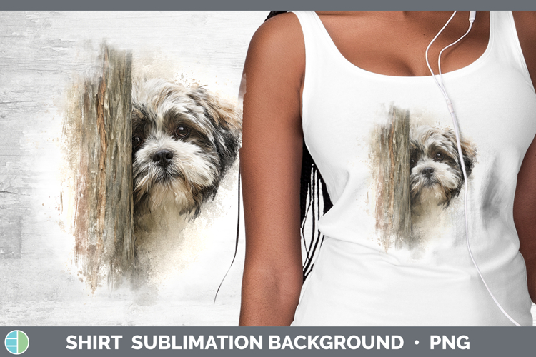 Lhasa Apso Dogs 01 Tree Peek Shirt Sublimation Design