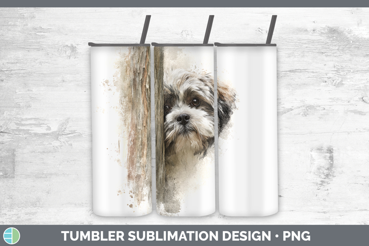 Lhasa Apso Dogs 01 Tree Peek Tumbler Sublimation Design