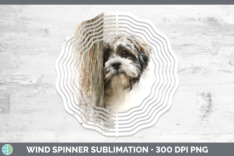 Lhasa Apso Dogs 01 Tree Peek Wind Spinner Sublimation Design