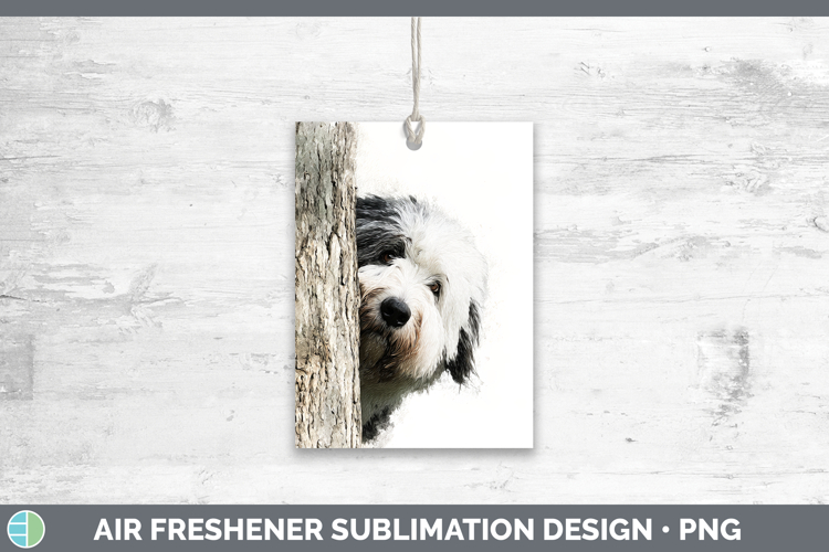 Old English Sheepdog Dogs 01 Tree Peek Air Freshener Sublima