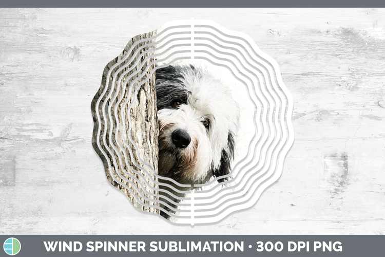 Old English Sheepdog Dogs 01 Tree Peek Wind Spinner Sublimat