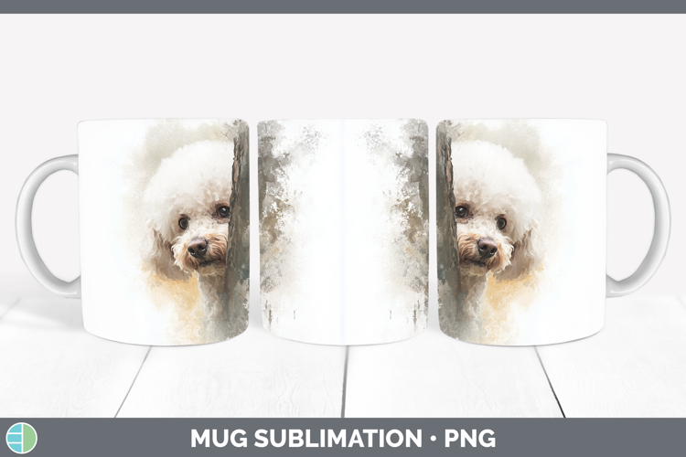 Poodle Dogs 01 Tree Peek Mug Wrap Sublimation Design