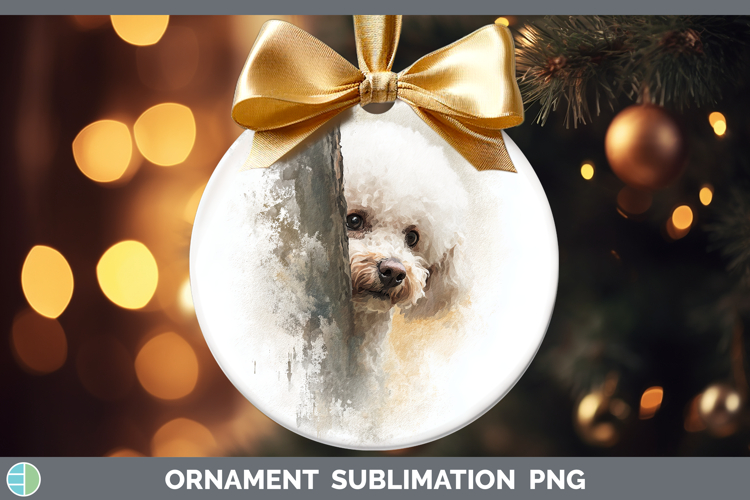 Poodle Dogs 01 Tree Peek Ornament Sublimation Design