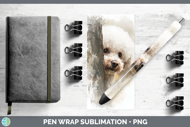 Poodle Dogs 01 Tree Peek Pen Wrap Sublimation Design