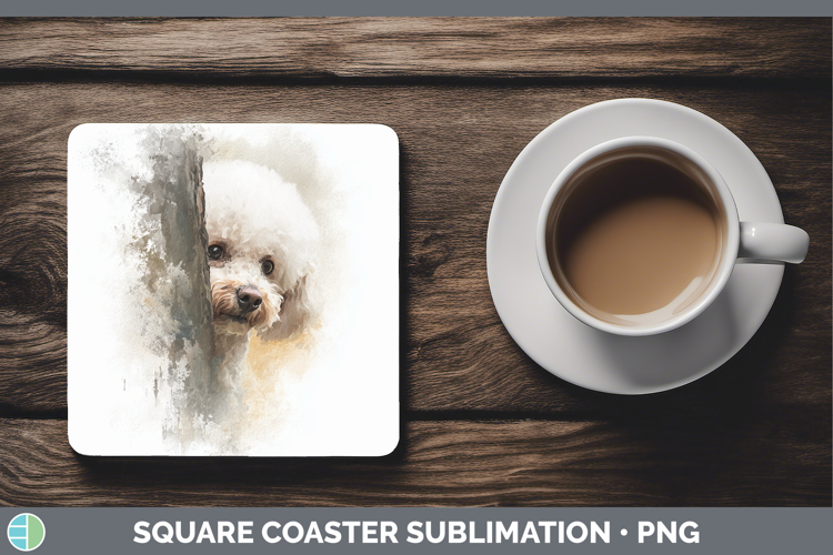 Poodle Dogs 01 Tree Peek Square Coaster Sublimation Design