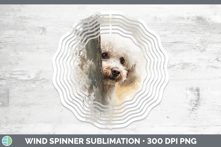 Poodle Dogs 01 Tree Peek Wind Spinner Sublimation Design