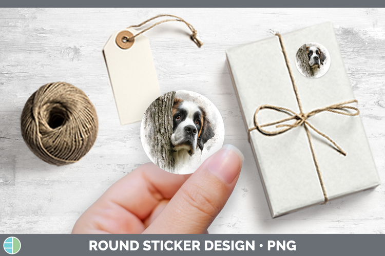 Saint Bernard Dogs 01 Tree Peek Stickers Design