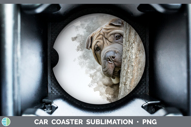 GorgeousDogs 01 Tree Peek Car Coaster design.