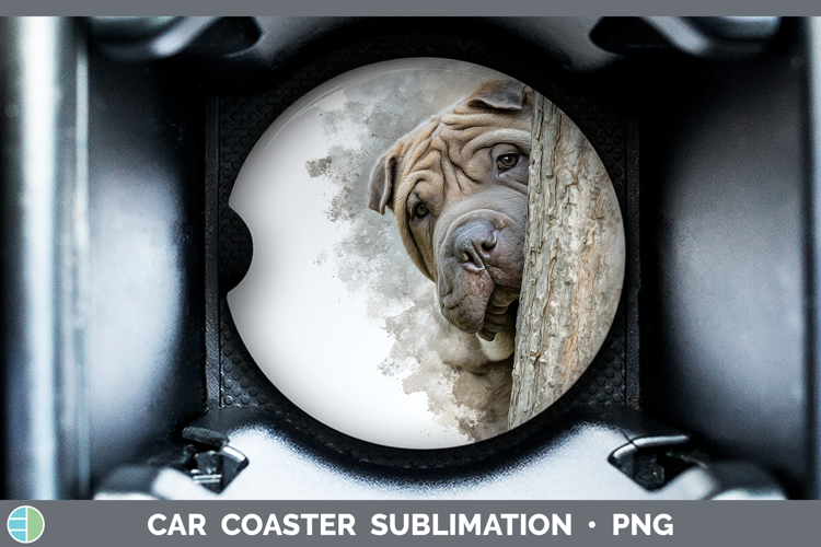 Shar Pei Dogs 01 Tree Peek Car Coaster Sublimation Design