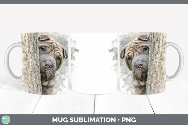 GorgeousDogs 01 Tree Peek Mug Wrap design.