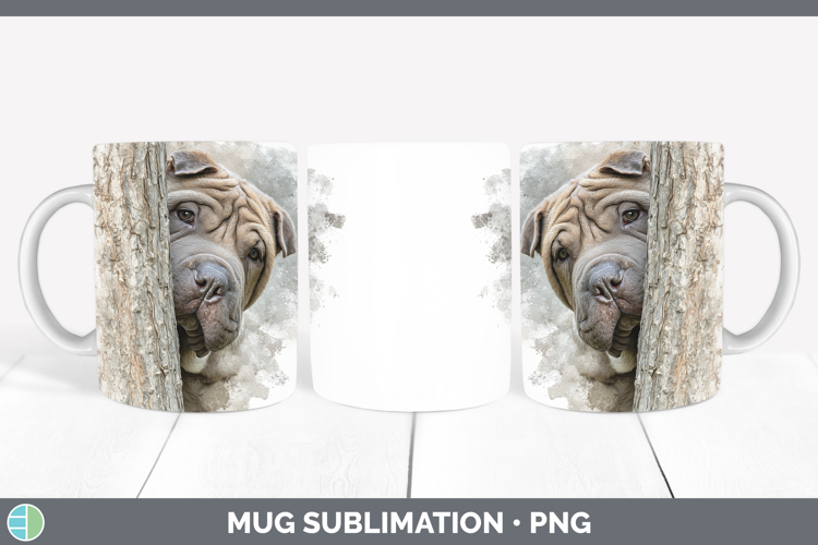 Shar Pei Dogs 01 Tree Peek Mug Wrap Sublimation Design