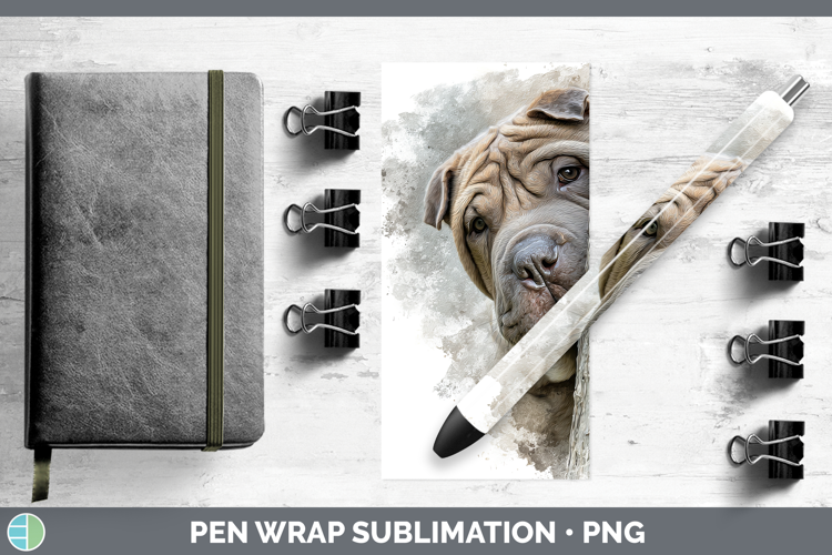 Shar Pei Dogs 01 Tree Peek Pen Wrap Sublimation Design