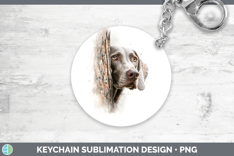 Weimaraner Dogs 01 Tree Peek Keychain Sublimation Design