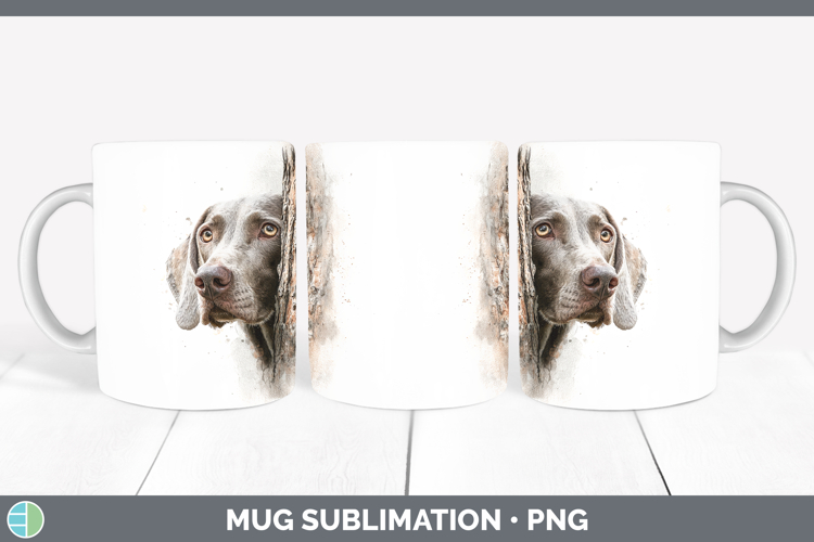 Weimaraner Dogs 01 Tree Peek Mug Wrap Sublimation Design