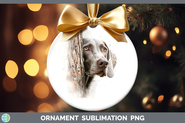 Weimaraner Dogs 01 Tree Peek Ornament Sublimation Design