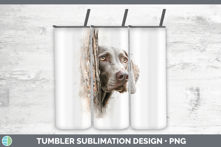 Weimaraner Dogs 01 Tree Peek Tumbler Sublimation Design