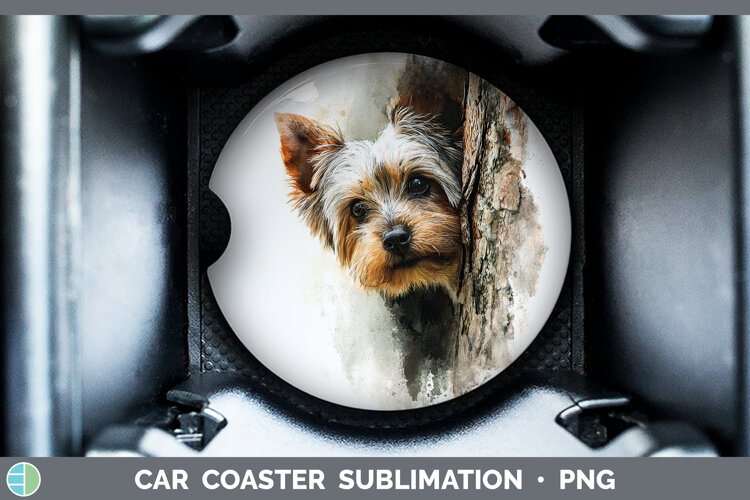 GorgeousDogs 01 Tree Peek Car Coaster design.