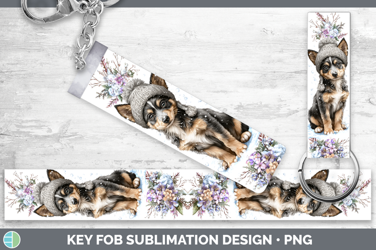 Australian Kelpie Dogs 01 Winter Knit Hat Key Fob Sublimatio