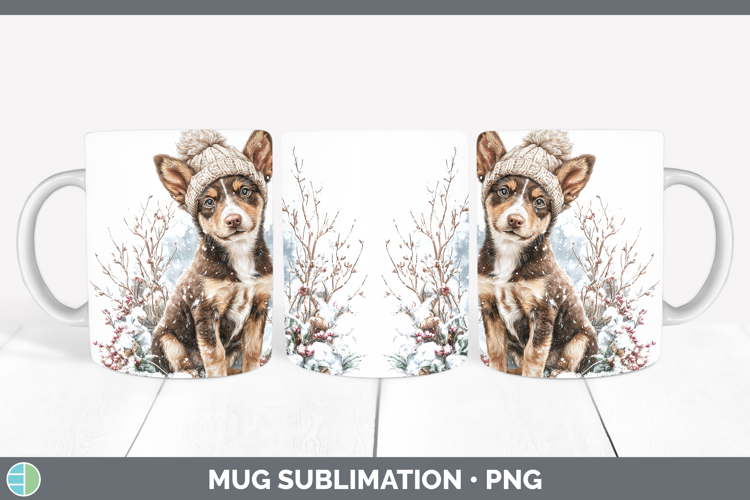 Australian Kelpie Dogs 01 Winter Knit Hat Mug Wrap Sublimati