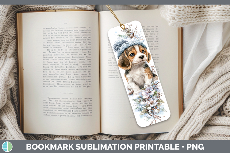 Beagle Dogs 01 Winter Knit Hat Bookmark Sublimation Design