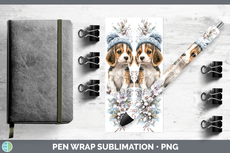 Beagle Dogs 01 Winter Knit Hat Pen Wrap Sublimation Design