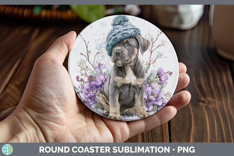 Cane Corso Dogs 01 Winter Knit Hat Round Coaster Sublimation