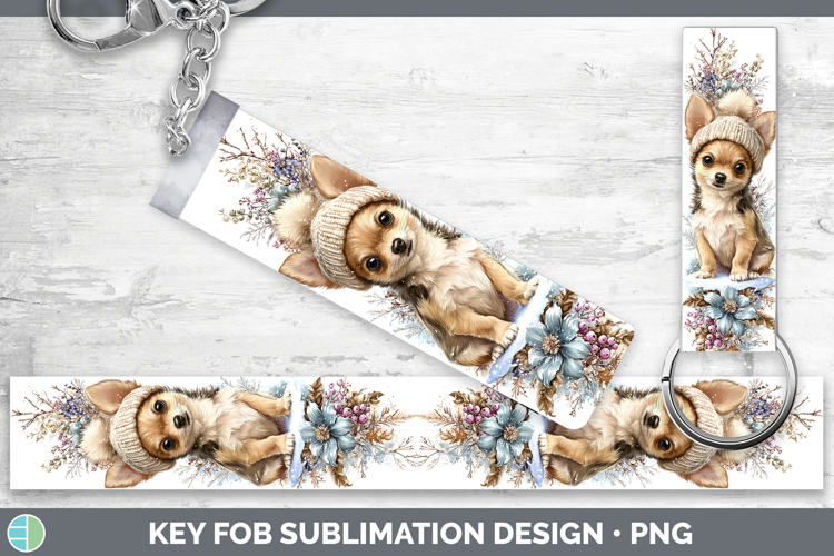 Chihuahua Dogs 01 Winter Knit Hat Key Fob Sublimation Design