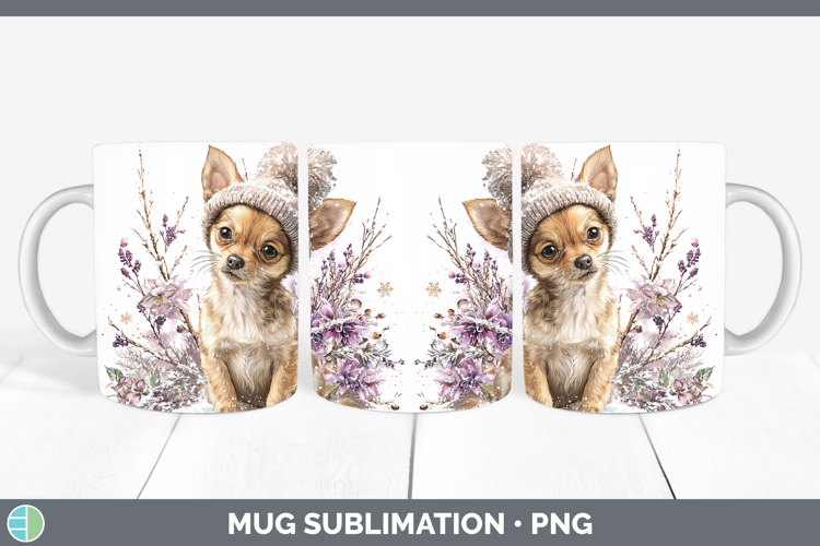 Chihuahua Dogs 01 Winter Knit Hat Mug Wrap Sublimation Desig
