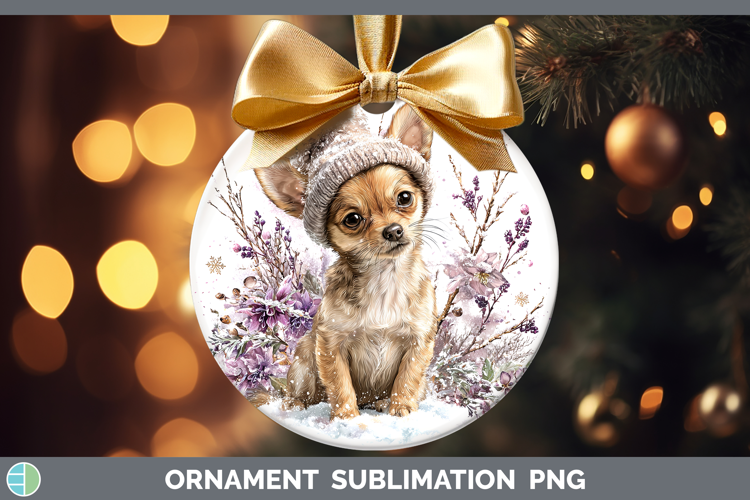 Chihuahua Dogs 01 Winter Knit Hat Ornament Sublimation Desig