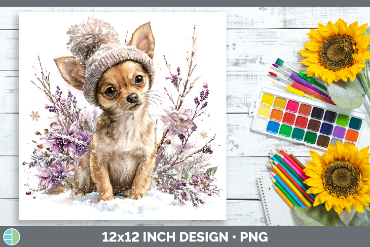 Chihuahua Dogs 01 Winter Knit Hat Paper Backgrounds Design