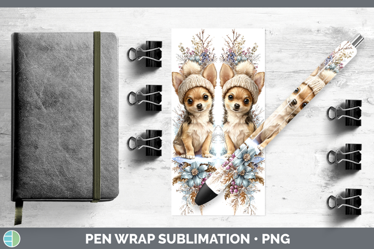 Chihuahua Dogs 01 Winter Knit Hat Pen Wrap Sublimation Desig
