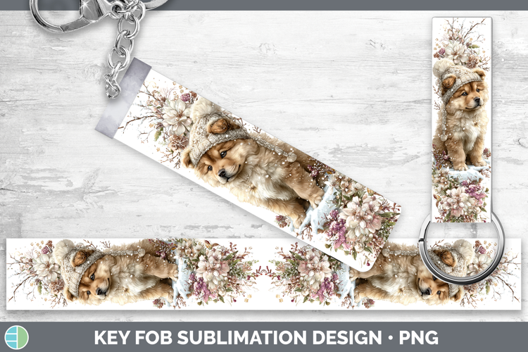 Chow Chow Dogs 01 Winter Knit Hat Key Fob Sublimation Design