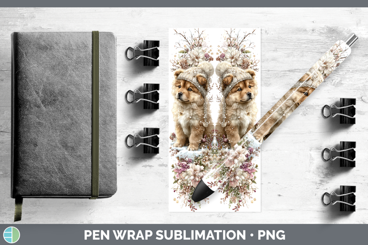Chow Chow Dogs 01 Winter Knit Hat Pen Wrap Sublimation Desig