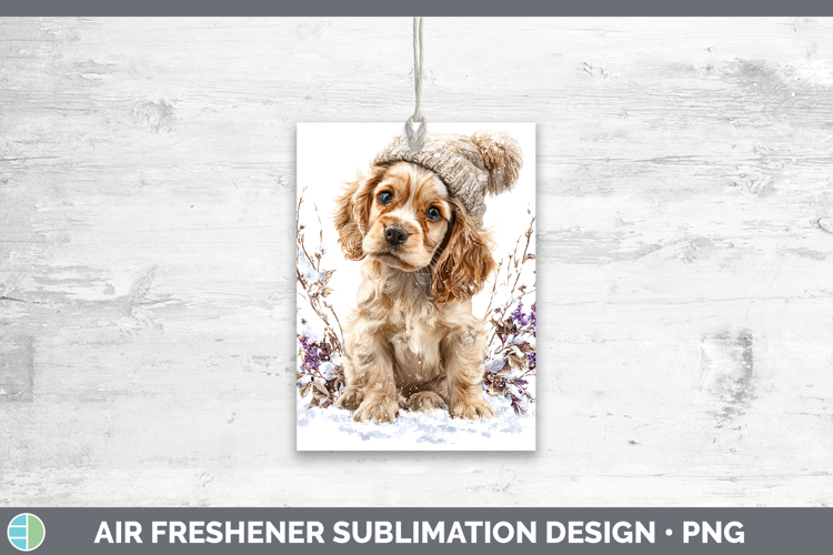 Cocker Spaniel Dogs 01 Winter Knit Hat Air Freshener Sublima
