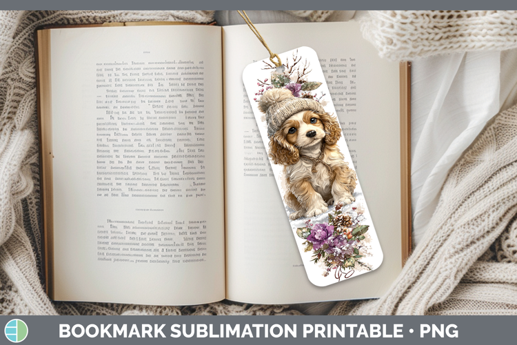Cocker Spaniel Dogs 01 Winter Knit Hat Bookmark Sublimation
