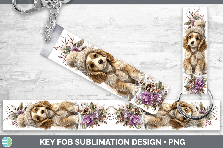 Cocker Spaniel Dogs 01 Winter Knit Hat Key Fob Sublimation D