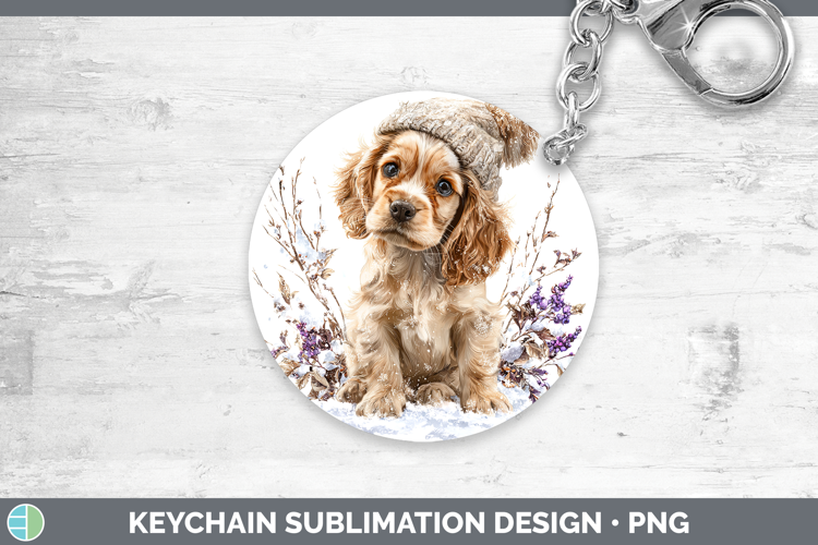Cocker Spaniel Dogs 01 Winter Knit Hat Keychain Sublimation