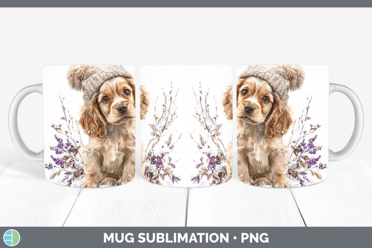 Cocker Spaniel Dogs 01 Winter Knit Hat Mug Wrap Sublimation