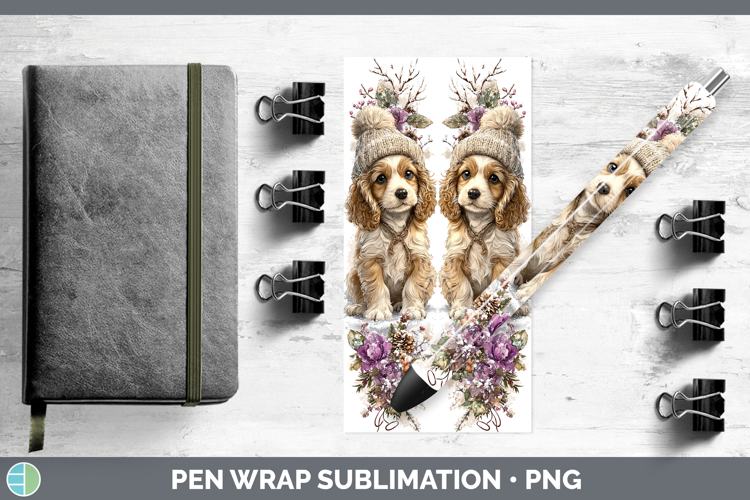 Cocker Spaniel Dogs 01 Winter Knit Hat Pen Wrap Sublimation