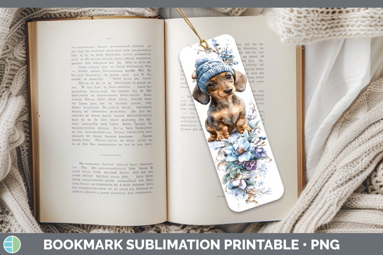 Dachshund Dogs 01 Winter Knit Hat Bookmark Sublimation Desig