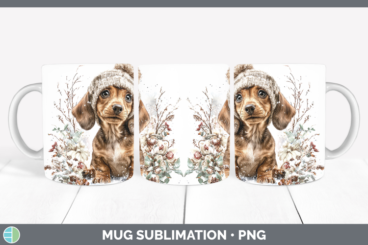 Dachshund Dogs 01 Winter Knit Hat Mug Wrap Sublimation Desig