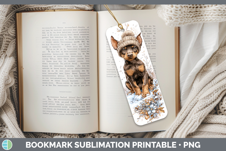 Doberman Pinscher Dogs 01 Winter Knit Hat Bookmark Sublimati