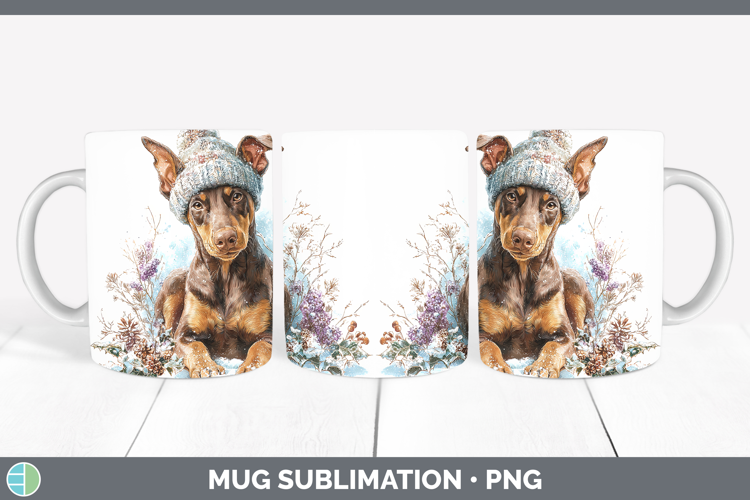 Doberman Pinscher Dogs 01 Winter Knit Hat Mug Wrap Sublimati