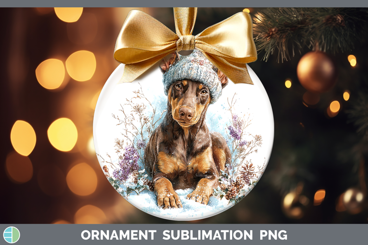 Doberman Pinscher Dogs 01 Winter Knit Hat Ornament Sublimati