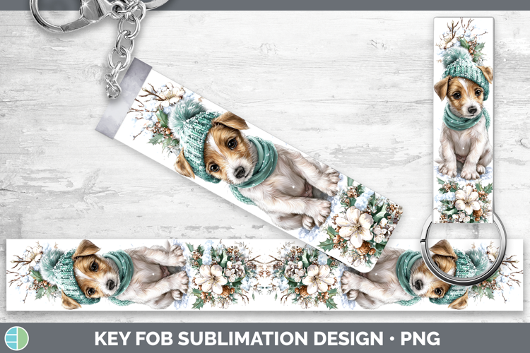 Fox Terrier Dogs 01 Winter Knit Hat Key Fob Sublimation Desi